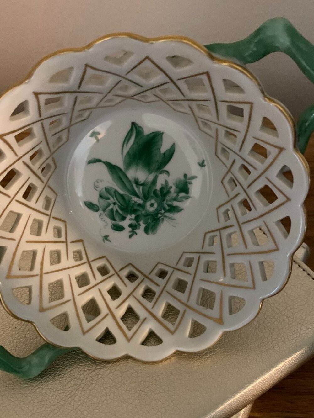 Basket with Handle  Herend Porcelain Spring Bouquet Floral
